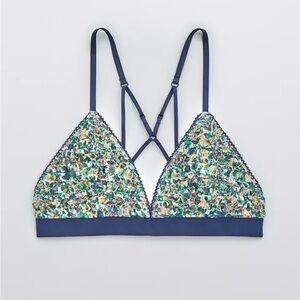 Aerie Mesh Ruffle Strappy Triangle Bralette NEW